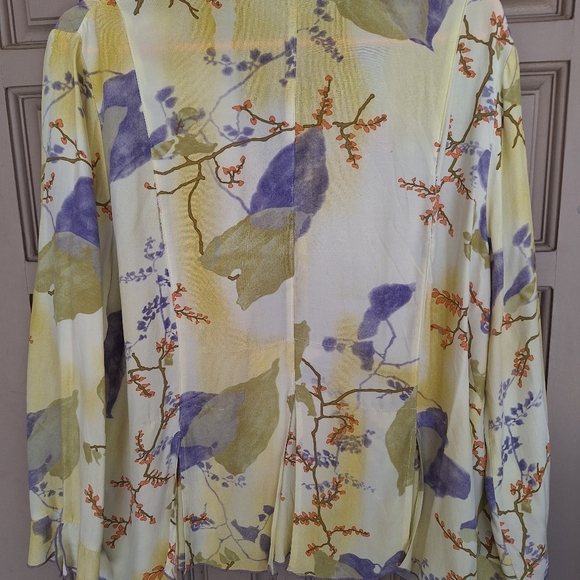 Key Lime Pie Blouse SzL Tencel/Cotton Lavender/Yellow Long Sleeves Button Front - Picture 13 of 13